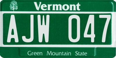 VT license plate AJW047