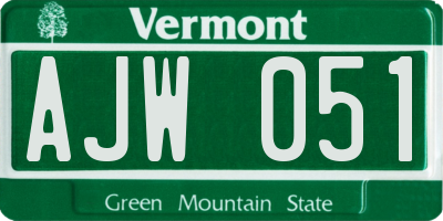 VT license plate AJW051