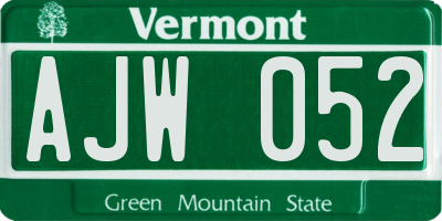 VT license plate AJW052