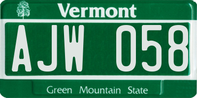 VT license plate AJW058