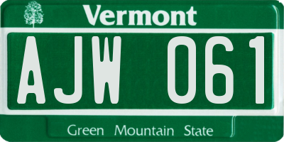 VT license plate AJW061