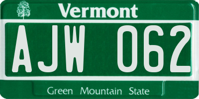 VT license plate AJW062