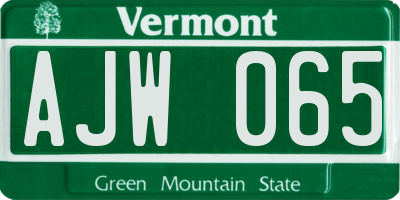 VT license plate AJW065