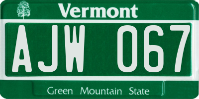 VT license plate AJW067