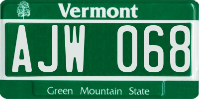 VT license plate AJW068