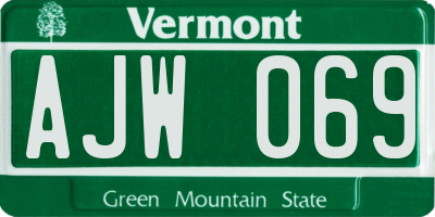 VT license plate AJW069