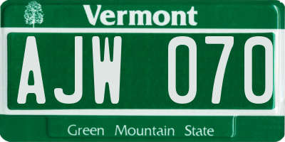 VT license plate AJW070