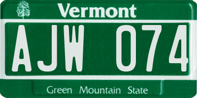 VT license plate AJW074