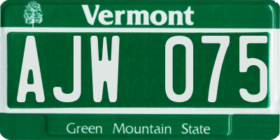 VT license plate AJW075