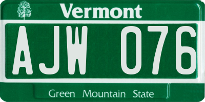 VT license plate AJW076