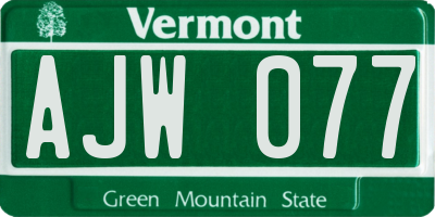 VT license plate AJW077