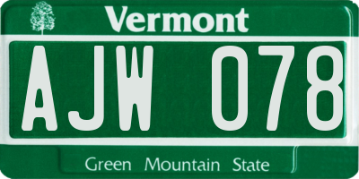 VT license plate AJW078