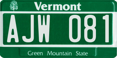 VT license plate AJW081