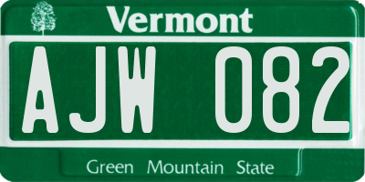 VT license plate AJW082