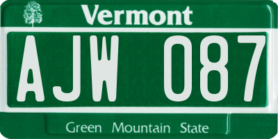VT license plate AJW087