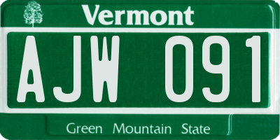 VT license plate AJW091