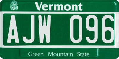 VT license plate AJW096