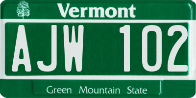 VT license plate AJW102