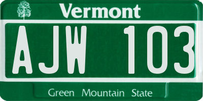 VT license plate AJW103