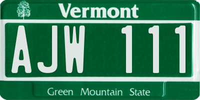 VT license plate AJW111