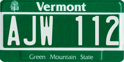 VT license plate AJW112