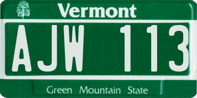VT license plate AJW113