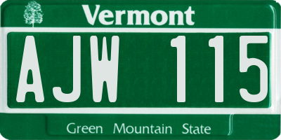 VT license plate AJW115