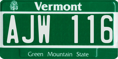VT license plate AJW116
