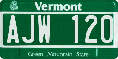 VT license plate AJW120