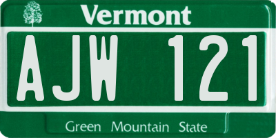 VT license plate AJW121