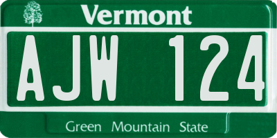 VT license plate AJW124