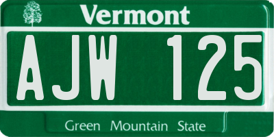 VT license plate AJW125