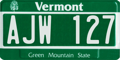 VT license plate AJW127