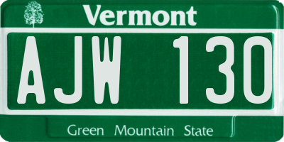 VT license plate AJW130