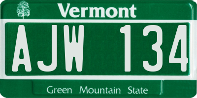 VT license plate AJW134