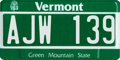 VT license plate AJW139
