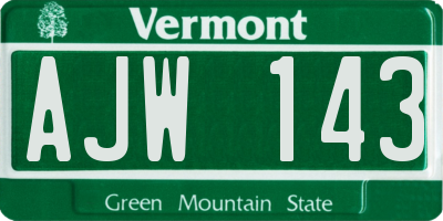 VT license plate AJW143