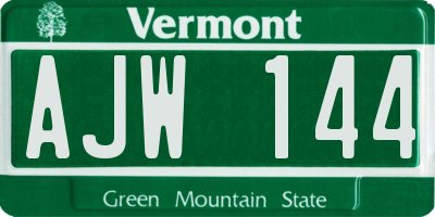 VT license plate AJW144