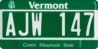 VT license plate AJW147