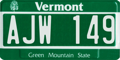 VT license plate AJW149