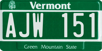 VT license plate AJW151
