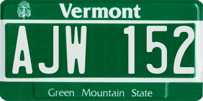 VT license plate AJW152