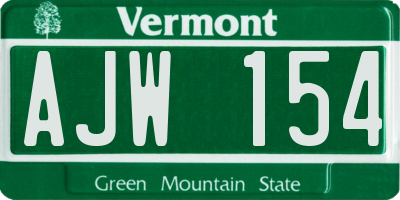 VT license plate AJW154