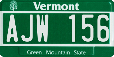 VT license plate AJW156