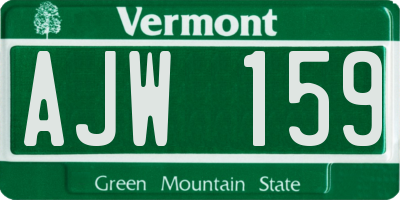 VT license plate AJW159
