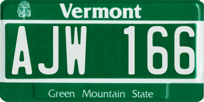VT license plate AJW166