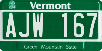 VT license plate AJW167