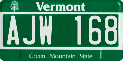 VT license plate AJW168