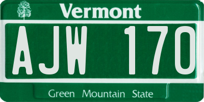VT license plate AJW170