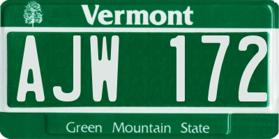VT license plate AJW172